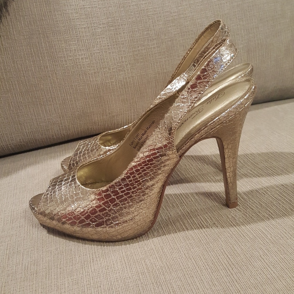 Gold Snake skin Lulu Townsend Heels